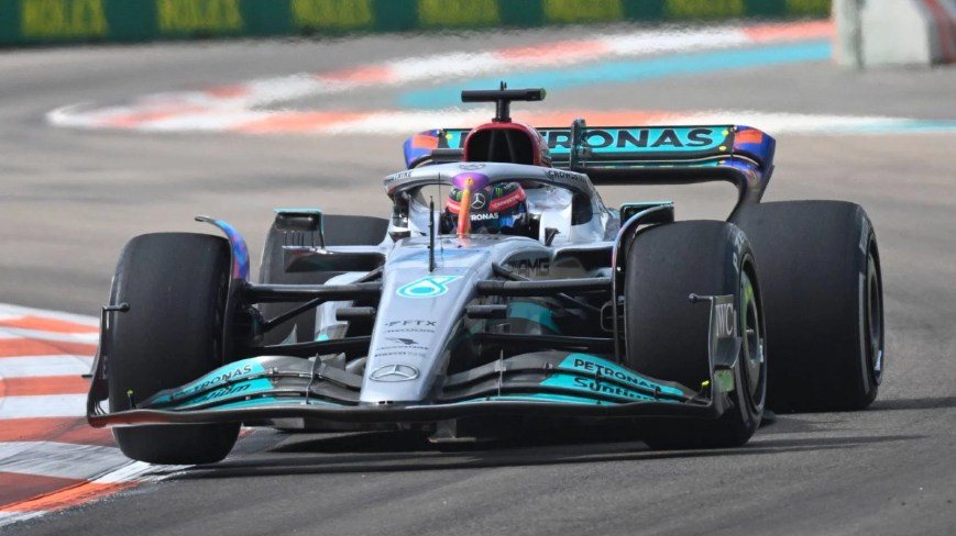 George Russell domina el P1 del GP de Miami; Checo Pérez queda en el lugar 11