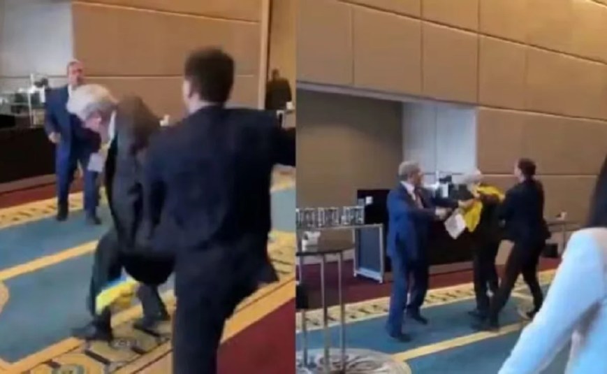 ¡Delegados de Rusia y Ucrania se van a los golpes!