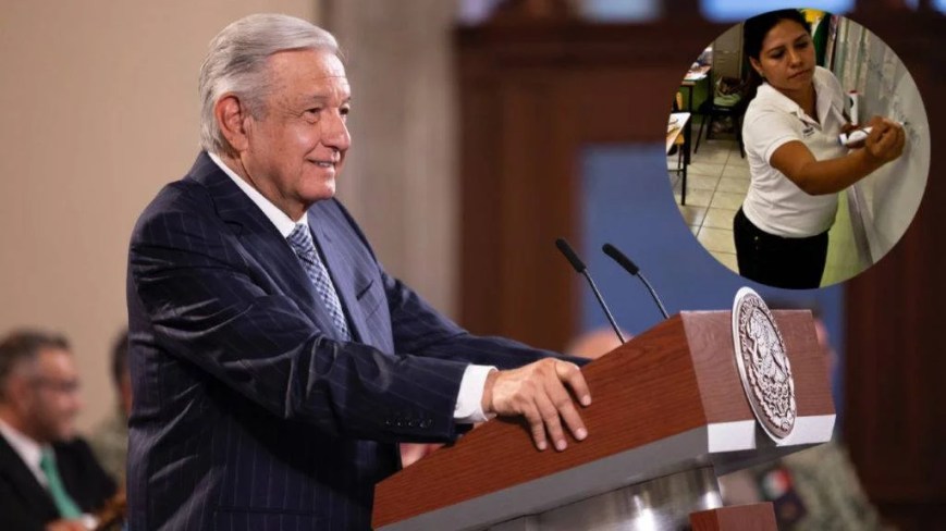 Anuncia AMLO aumento salarial a maestros