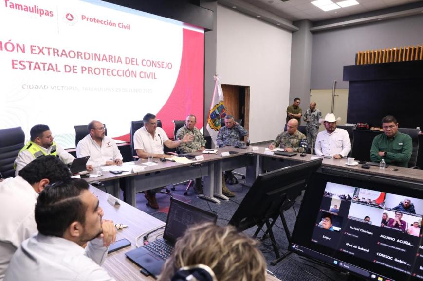 Ordena gobernador Américo Villarreal reforzar acciones preventivas ante tormenta Barry; se esperan fuertes lluvias