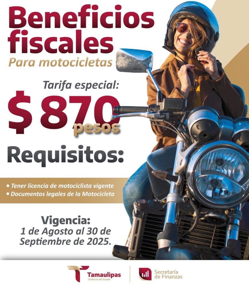 Ofrece Tamaulipas descuentos del 100% a propietarios de motocicletas con adeudos
