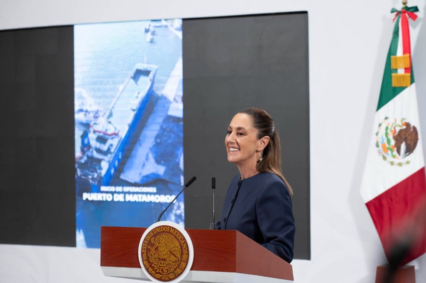 Reconoce Presidenta trabajo de Américo Villareal en construcción del Puerto Norte