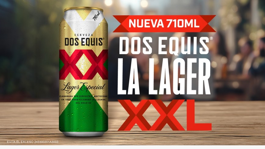 Lanza Dos Equis nuevo latón de 710 ml y destaca que el 69 % de los mexicanos prefiere la cerveza con amigos