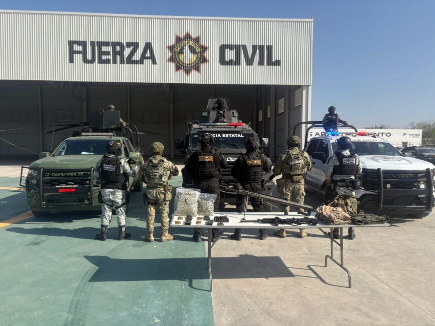 Decomisan armas y droga en Cadereyta