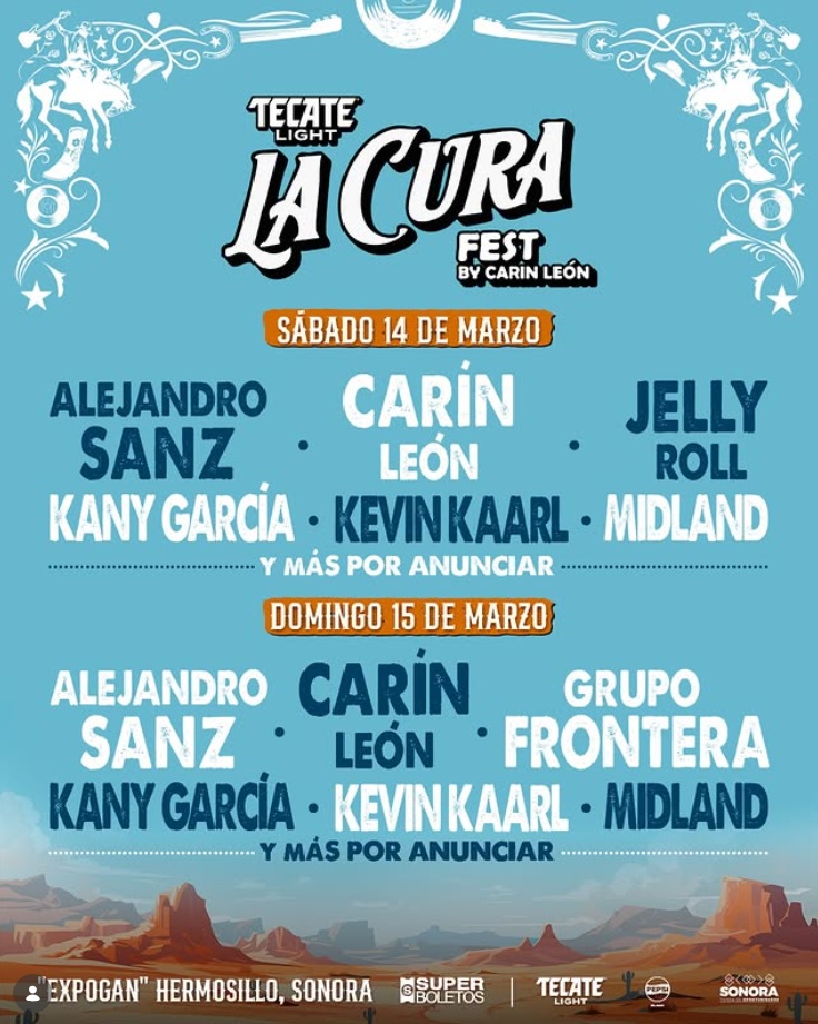 Anuncian La Cura Fest en Hermosillo con cartel internacional del regional mexicano