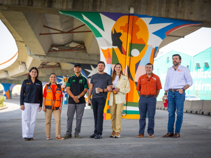 Entrega Guadalupe nueva etapa de mural “Trazos mundialistas” en viaducto