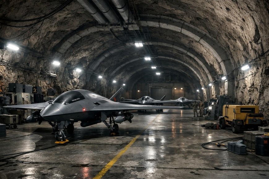 Exhibe Irán arsenal de drones en túnel subterráneo de alta seguridad